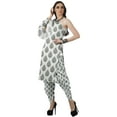 thumbnail image 3 of Moomaya Designer Printed One Shoulder Bell Sleeve Kurti w/ Pants Ethnic Clothing Sets For Women, 3 of 7