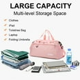 thumbnail image 4 of Travel Duffle Bag, Waterproof Sport Gym Bag Weekender Bags for Women Men, Overnight Bags with Shoes Compartment and Wet Pocket, Pink, 4 of 7