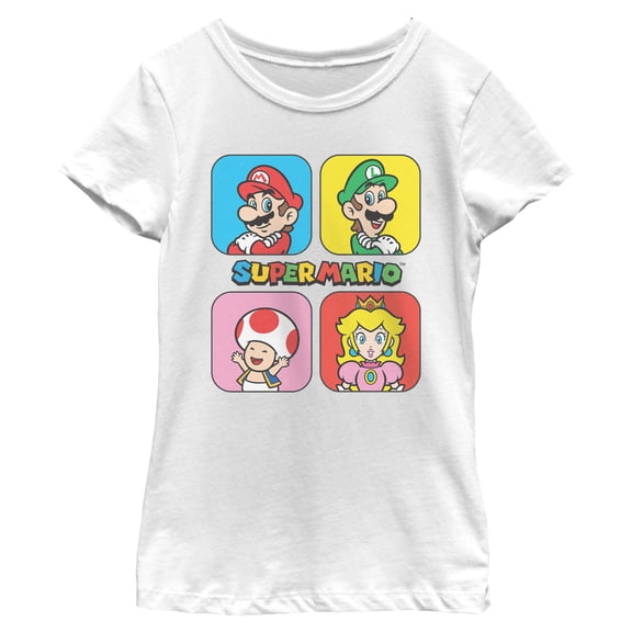 Girls Nintendo Super Mario Squares Group T Shirt