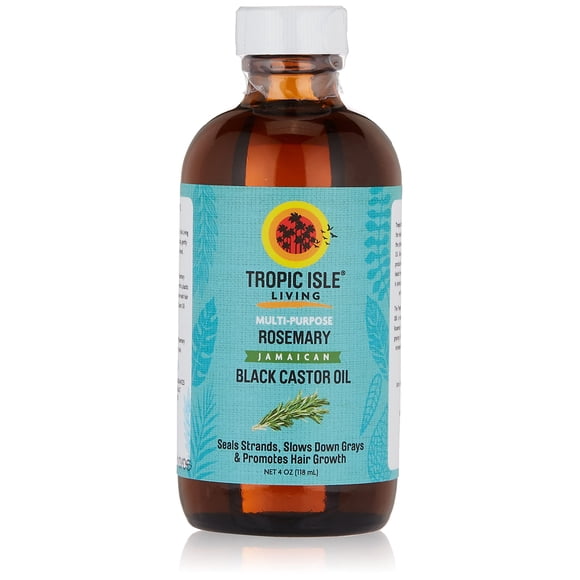 Aceite acondicionador para piel y cabello Tropic Isle Living | Aceite de ricino negro jamaicano para cabello y piel secos | Puro y Natural 4 oz (Romero)