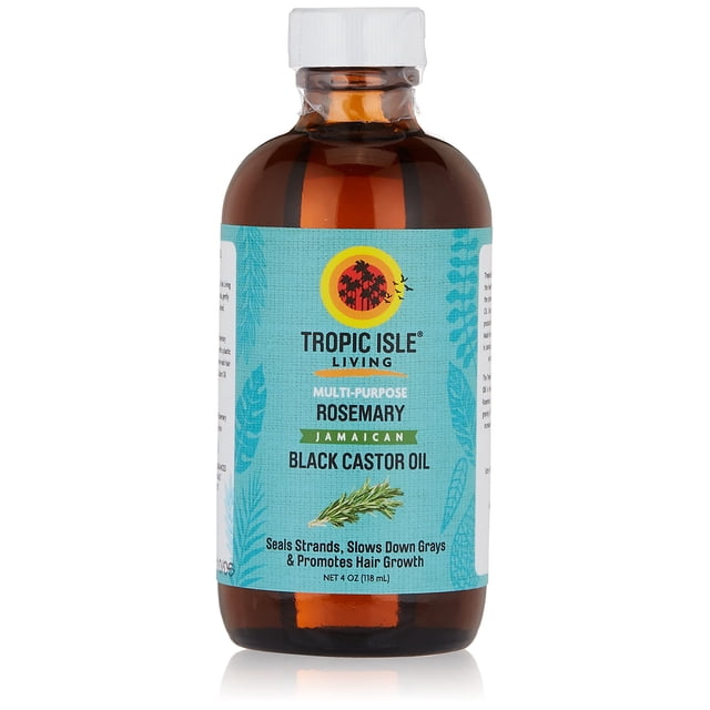 Aceite acondicionador para piel y cabello Tropic Isle Living | Aceite de ricino negro jamaicano para cabello y piel secos | Puro y Natural 4 oz (Romero)