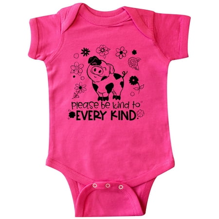 

Inktastic Please Be Kind to Every Kind Cute Pig and Flowers Gift Baby Boy or Baby Girl Bodysuit