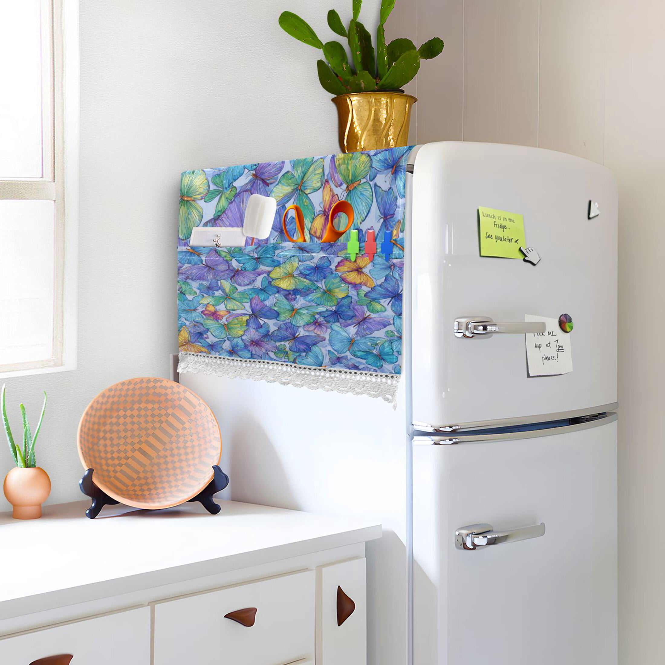 Wobogo Colorful Rainbow Butterfly Washing Machine Cover Dustproof Washer Dryer Cover Waterproof Laundry Room Decorative Protector