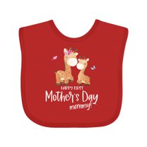 Inktastic Cute Giraffes Happy First Mother's Day Boys or Girls Baby Bib