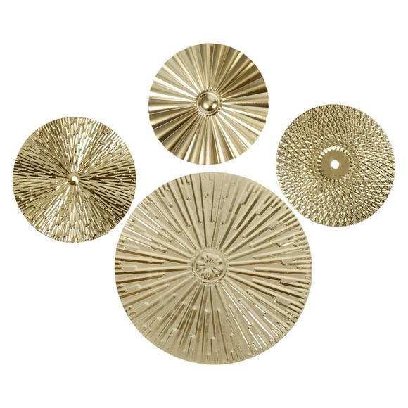 UPGRATOR 4Pcs Decorative Golden Metal Round Wall Sculptures for Home Hallway Bedroom Wall Hangings
