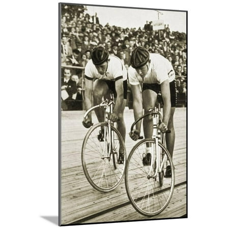 Toni Merkens and Albert Sellinger Starting the 1000 Metre Bike Race at the Berlin Olympic Games,… Wood Mounted Print Wall Art By German