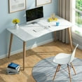 thumbnail image 3 of AQSQ Computer Desk, Nordic Style Home Office Study Desk, Student Wood Writing Table, with Ergonomic Edge, Spacious Desktop, 3 of 7