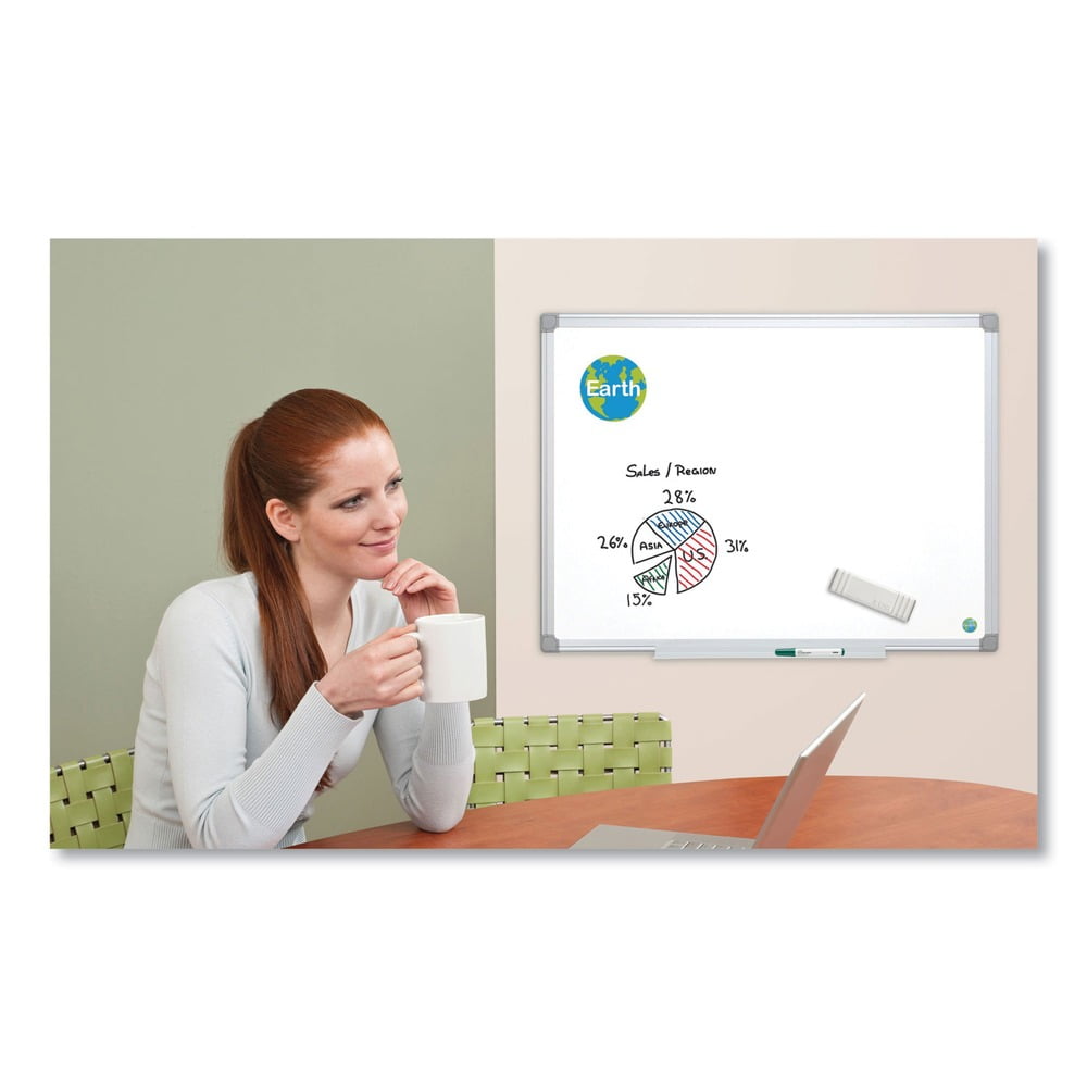 MasterVision Earth Silver Easy Clean Dry Erase Boards 48 x 96 White Aluminum Frame MA2100790