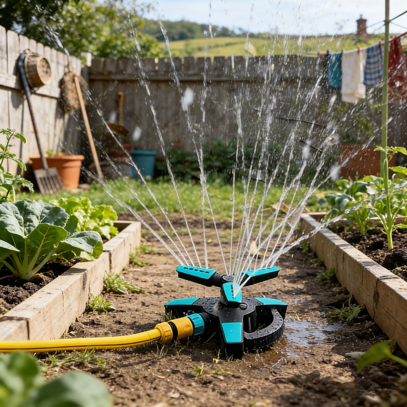 360° Rotating Garden Sprinkler With Adjustable Spray Patterns Efficient Yard Irrigation Tool For Lawn Patio Garden Watering(Blue-21X20X7Cm)