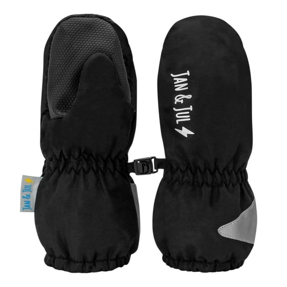 JAN & JUL Waterproof Cozy Mittens for Baby Boys and Girls (Black, XS: 0-2Y)