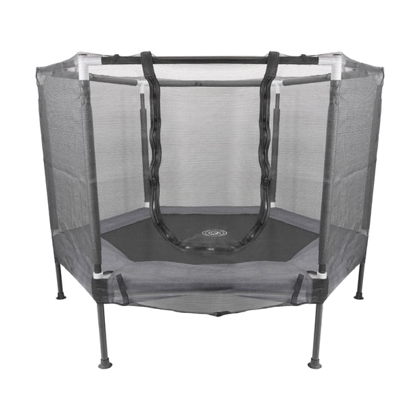 Trampolin para niños con Postes Acolchonados y Red de Seguridad Trampolin Infantil Seguro Gris Gaon