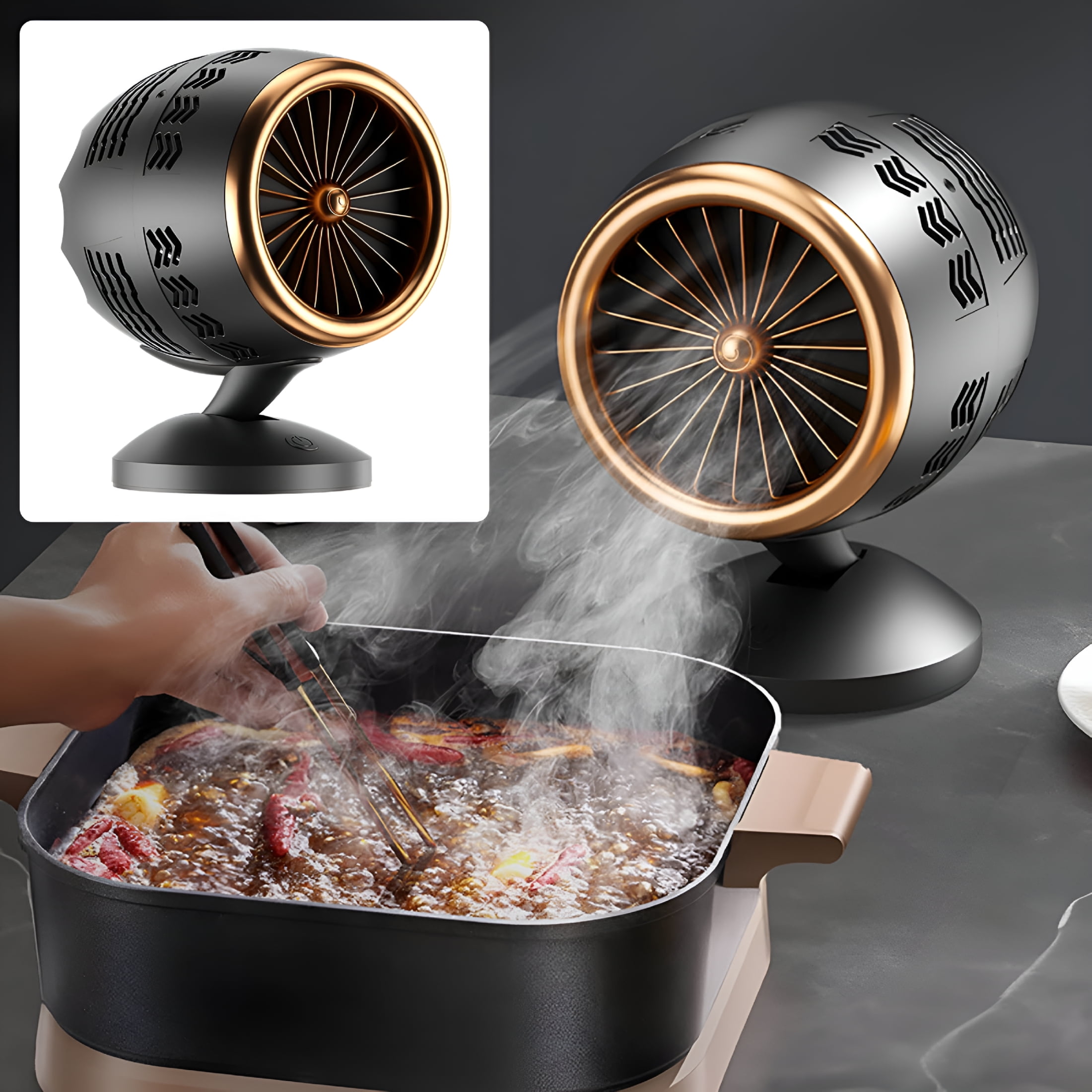 HIBIBUD Portable Mini Desktop Range Hood,Height And Angle Adjustment,Low Noise,Easy To Clean,Range Hood Kitchen Gadget,Suitable For Indoor Barbecue And Hot Pot,Black