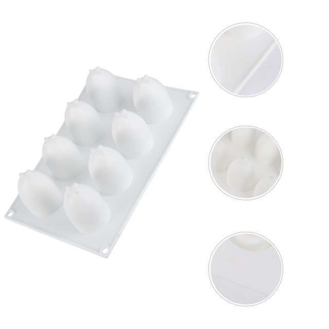 OUNONA White Egg Shape Chocolate Mold Silicone Baking Tool Non Stick Easy Demold