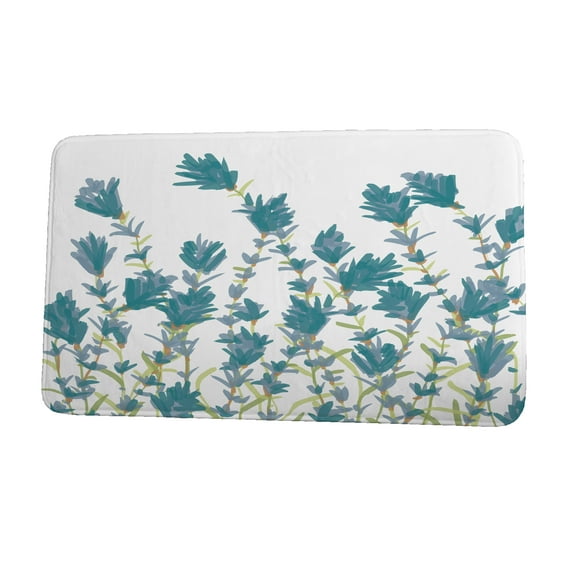 Botanical Blooms Lavender Blue Floral Print Bath Mat