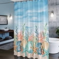thumbnail image 3 of Summer Beach Shower Curtains for Bathroom, Blue Ocean Colorful Coral Shell Seaweed Starfish Sandy Washable Fabric Shower Curtain with Hooks Waterproof Bathroom Decor Sets, 66 x 72 Inches, 3 of 9