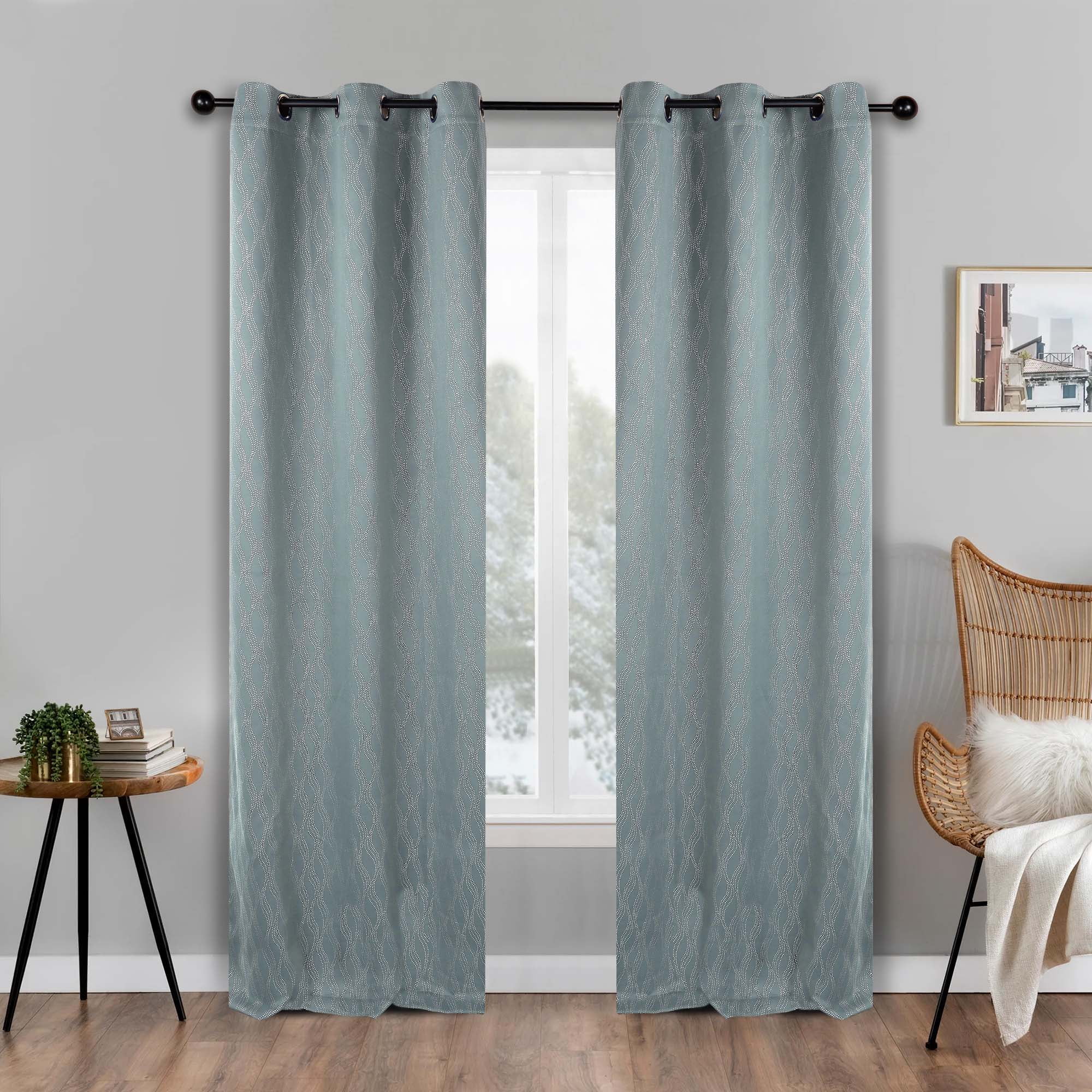 Superior Zuri Blackout Curtains, Grommet Header, Set of 2, 42" X 96", Sea Foam