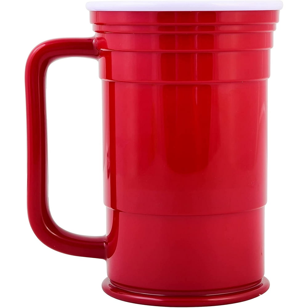 Red Cup Living Reusable Plastic Coffee Mug and Beer Cup Big 24 oz Red