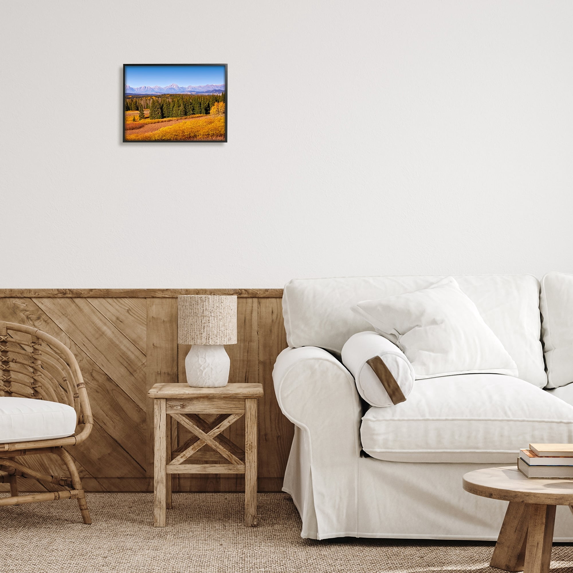Stupell Industries Distant Mountains Woodland Fields Country Trees Scenery Framed Wall Art, 14 x 11, Design by Daniel Sproul