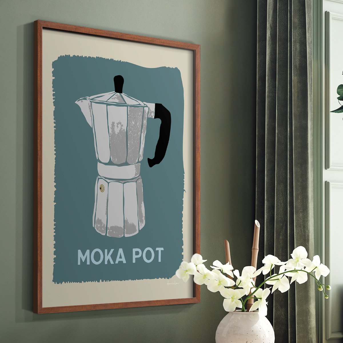 Modern Coffee II in Brown Solid Wood 11 x 14 Framed Print