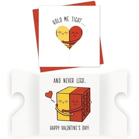 Funny Valentines Day Card For Husband, Wife, Him or Her - Romantic Card - Hold Me Tight and Never Lego - 5 x 5 Inches$$Office