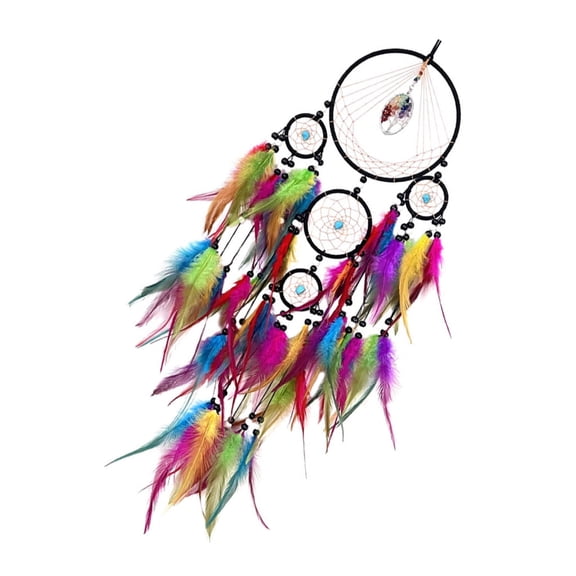 Colorful Crystal Stone Woven Dream Catchers Wall Art Feathered Tassels Wall Hanging Ornament for Home Decors by ZAXLVG