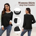 thumbnail image 3 of SHIBEVER Long Sleeve Shirts for Women Fall Tops Crew Neck Clothing for Women Lightweight Pullover Tunic Winter Clothes Black XL, 3 of 9