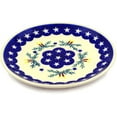 thumbnail image 1 of Polish Pottery 7½-inch Dessert Plate (Holly Stars Theme) Hand Painted in Boleslawiec, Poland + Certificate of Authenticity, 1 of 6