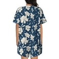 thumbnail image 2 of Yiaed Lilies Flowers Print Short Sleeve Pajama Sets for Women Casual Crew Neck 2 Piece Lounge Sets Women's Short-Sleeved Pajama-Small, 2 of 8