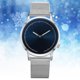 thumbnail image 2 of Reloj de pulsera de cuarzo plateado y verde azul para hombres y mujeres, elegante reloj de negocios minimalista, 2 of 3