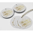 thumbnail image 4 of Inkdotpot Real Gold Foil Merry Christmas & Happy New Year Text Tags Favor Hang Paper Tags 100 Pieces, 4 of 6