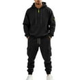 thumbnail image 5 of MLQIDK Men's Big and Tall Sweatsuits 2 Piece Set Athletic Workout Gym Sport Fleece Zip up Hoodie and Sweatpants Tracksuits Winter Jogging Sweat Suits Lounge Outfit Dark Gray L, 5 of 6