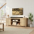 thumbnail image 2 of Luku Rattan TV Stand, Wood TV & Media Console Under TV Cabinet Furniture for Living Room, 66 in, 2 of 9