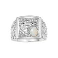 thumbnail image 1 of RYLOS Men's Rings Sterling Silver Rings Lucky Nugget Horse Head 6X4MM Oval Gemstone & Diamond Ring Opal October Birthstone Rings For Men Size 13, 1 of 7