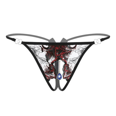 Zhouzou Women S Underwear Embroidered Pendant Thong With Transparent Lace Open Crotch Without Taking Off Triangle Underwear Underwear