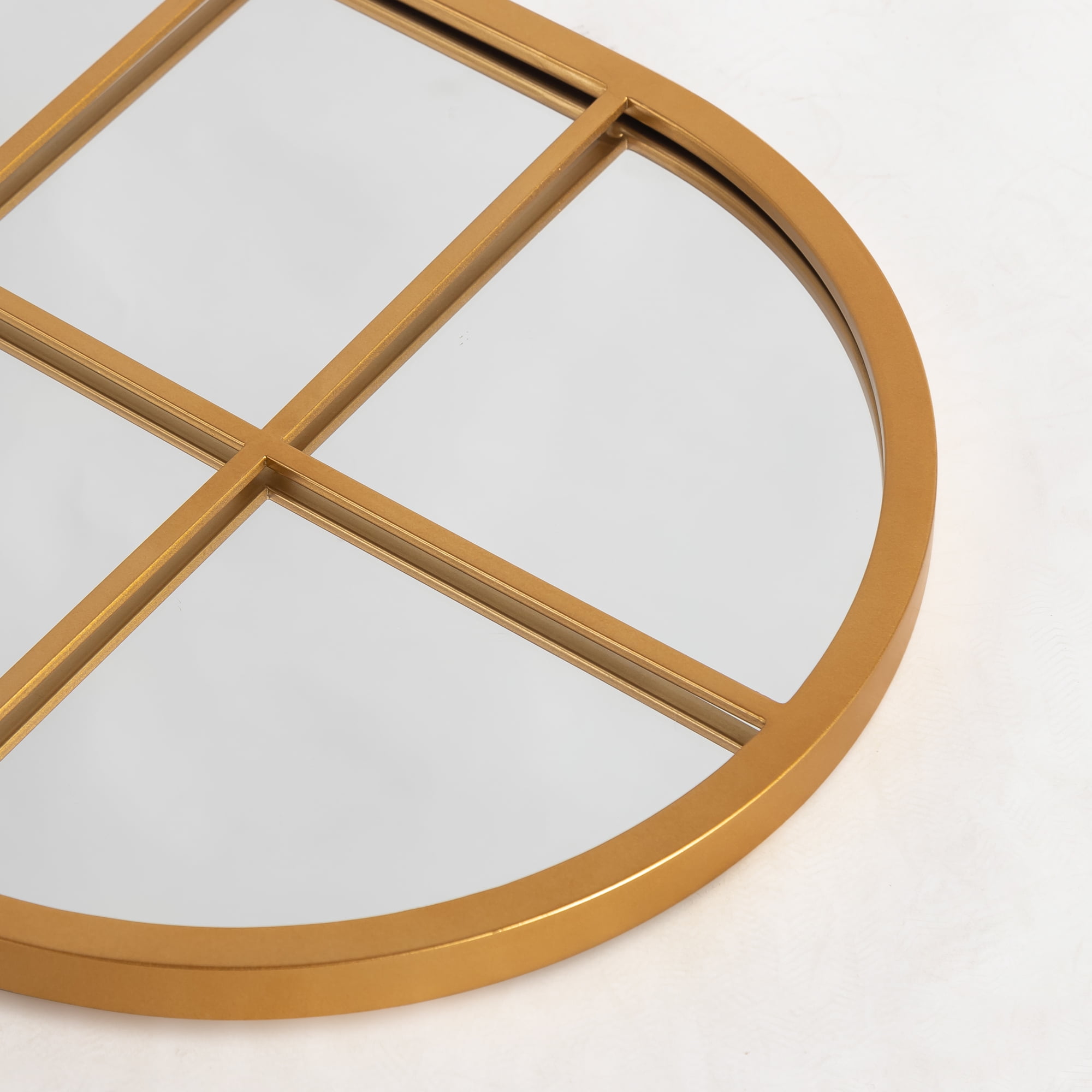 71"x32" Home Decorative Arched Iron Frame Window Mirror Wall Mounted Makeup Mirror,Gold