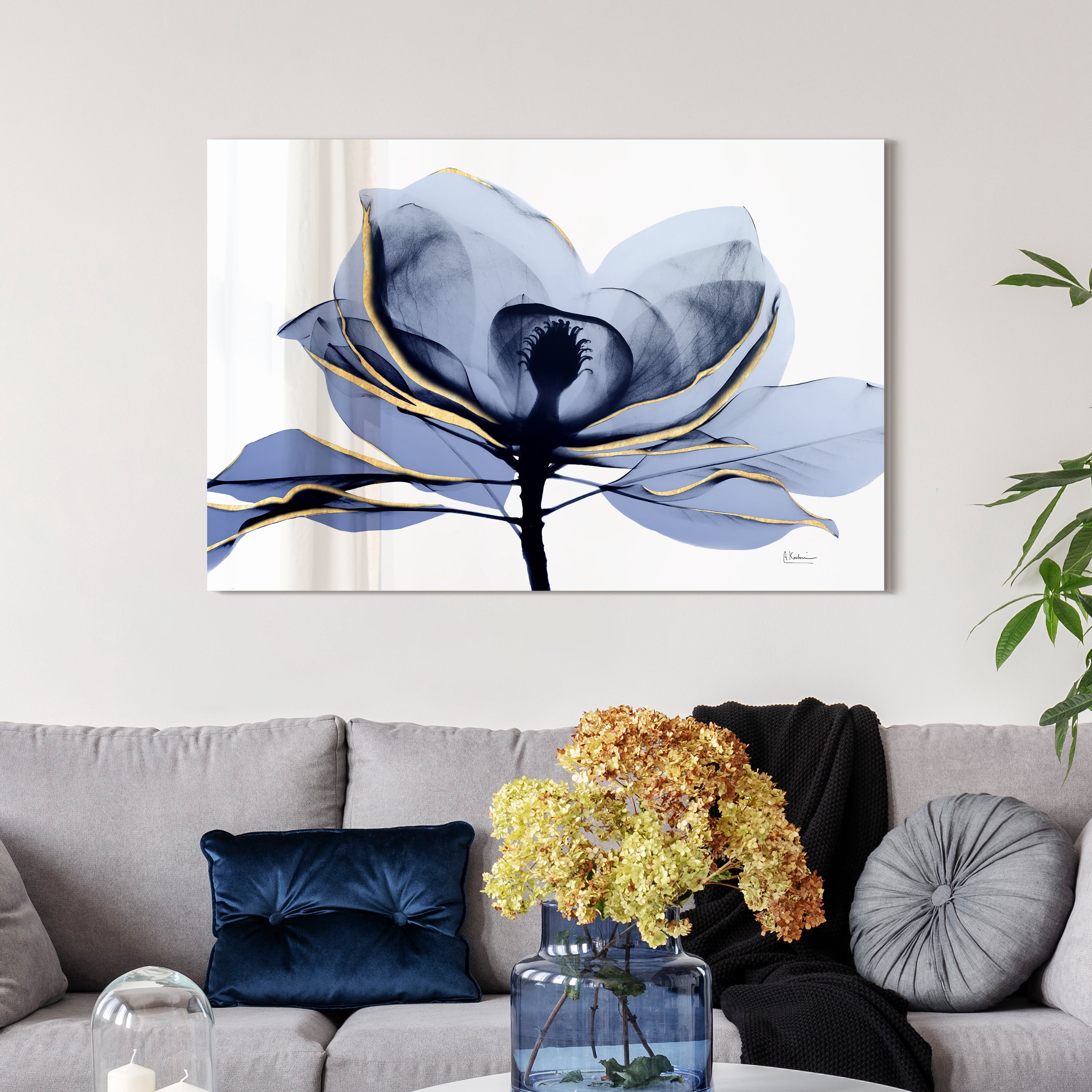 Golden Midnight 2 Frameless Free Floating 48 in x 32 in Painting Art Prints, by Empire Art