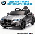 thumbnail image 2 of BMW M4 24V Kids Ride On Toy Car with Parents Remote, Electric Car with USB/MP3, Bluetooth, LED Light, Toddler Car with A Handle with Wheels and A Pull, Easy to Carry, Gift for Boys Girls 2-5, Silver, 2 of 8