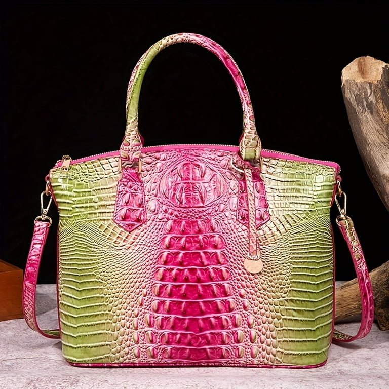 Ombre Crocodile Pattern Handbag Women's Leather Shoulder Bag