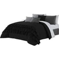 thumbnail image 2 of DNG Creations 3 Piece Three Line Ruffle Duvet Cover With Zipper Closure & Corner Ties - 800 Threads Count, 100% Egyptian Cotton ( Solid Black - Twin/Twin XL ), 2 of 4