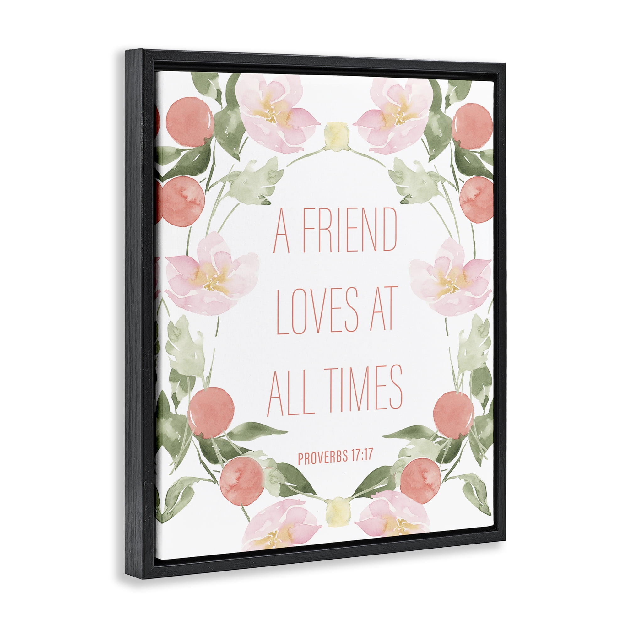 Stupell Industries A Friend Loves At All Times Black Framed Floater Canvas Wall Art, design by Lucille Price
