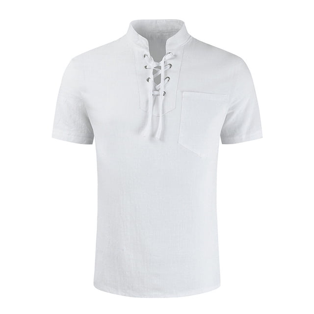 pstuiky Camisas de vestir de manga corta para hombre, Camisa informal de manga corta con cuello alto y cómoda para hombre ropa de hombre xxl