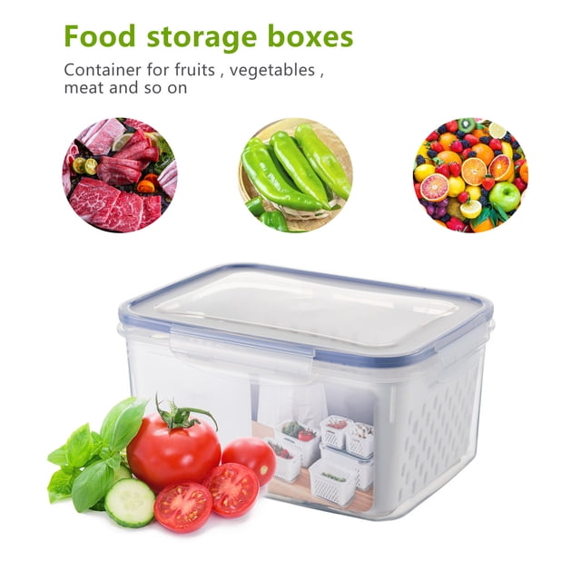 Contenedores de almacenamiento de frutas y verduras para nevera contenedores de Ehuebsd almacenamiento de productos de drenaje de contenedores frescos con tapa caja de mantenimiento fresco