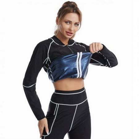 

[Big Save!]Women s Full Body Sauna Long Sleeve Suit Waist Trainer Hot Neoprene Shapewear Sweat Bodysuit With Zipper
