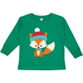 thumbnail image 3 of Inktastic Winter Fox, Cute Fox, Fox with Hat, Fox with Scarf Boys or Girls Long Sleeve Toddler T-Shirt, 3 of 5