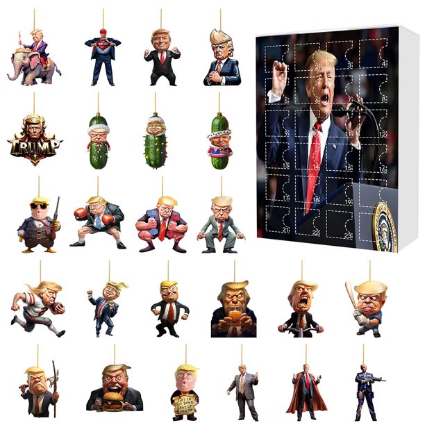 Calendario Adviento Navidad Cuenta Regresiva 24 Días 2024 Adornos Trump Decoraciones para Árboles Colgantes Regalo Partidarios Donald
