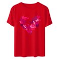 thumbnail image 6 of GaThRRgYP Women Tops Summer T-Shirts Short Sleeve,Plus Size Tops for Women Dressy,Women's Casual Round Neck Short-sleeved Christmas Tree Printed T-shirt Top Red L, 6 of 6