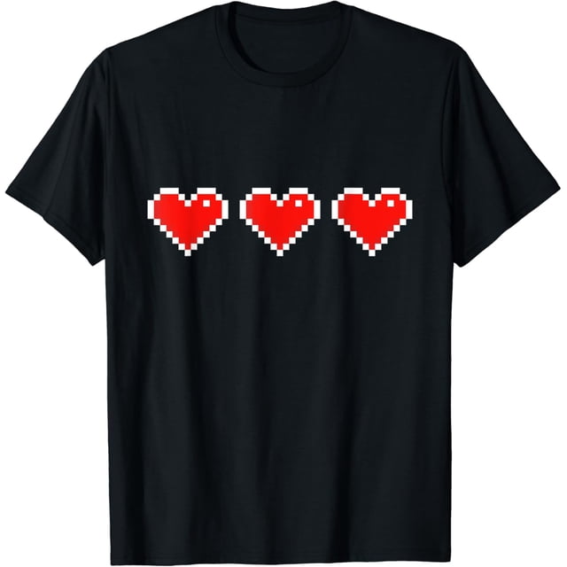 ALVORD Vieux 8 Bits Cœur Arcade Rétro Pixel Gamer V-Day T-Shirt Unisexe P-5TG