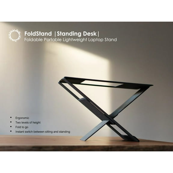 DesignNest FoldStand Standing Desk, Slim Laptop Stand, Reusable, Adjustable, Durable, Easy Set up, Comfortable Viewing Angles, Compatible with Laptops Up to 15.6", Grey (Gray)