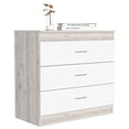 thumbnail image 5 of Knubmt Wood Storage Cabinet with Handle, 3 Drawers Dresser for Living Room, Office, Light Gray + White, 5 of 7