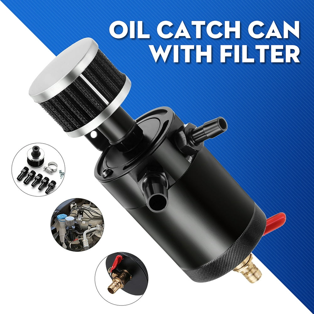 Aluminum PCV Oil Catch Can With Breather 2 Ports Air Oil Separater